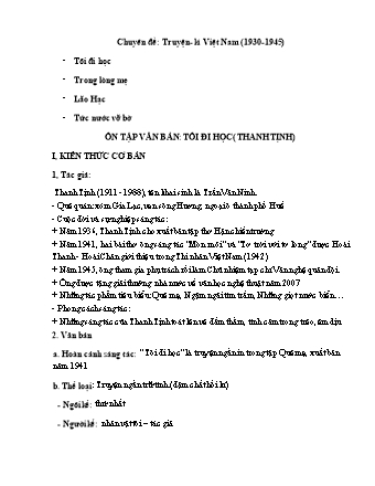 Ôn tập Học kì 1 Ngữ văn Lớp 8 - Chuyên đề: Truyện, kí Việt Nam (1930-1945) - Nguyễn Thị Thu