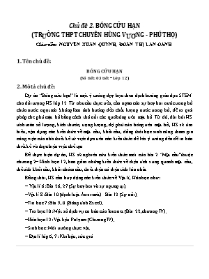 Tài liệu STEM Lớp 12 - Chủ đề 2: Bóng cứu hạn - Trường THPT Hùng Vương