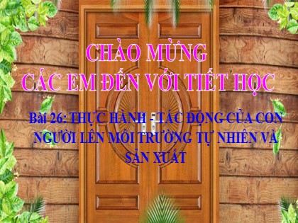 Bài giảng Địa lí Lớp 6 Sách Cánh diều - Bài 26: Thực hành tác động của con người lên môi trường tự nhiên và sản xuất