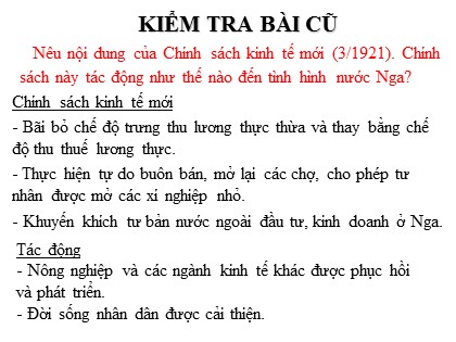 Bài giảng Lịch sử Lớp 8 - Tiết 26, Bài 17: Châu Âu giữa hai cuộc chiến tranh thế giới (1918-1939) - Năm học 2020-2021