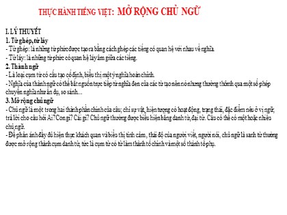 Bài giảng Ngữ văn Lớp 6 Sách Cánh diều - Bài 6: Truyện - Tiết 79: Thực hành Tiếng Việt Mở rộng chủ ngữ