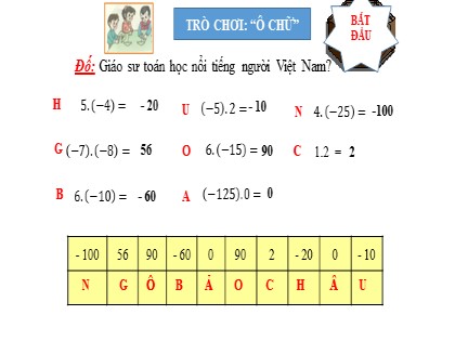 Bài giảng Toán Lớp 6 Sách Kết nối tri thức với cuộc sống - Tiết 38, Bài 16: Phép nhân số nguyên (Tiết 2) - Bùi Huyền Trang