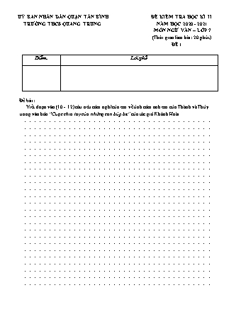Đề kiểm Học kì 2 Ngữ văn Lớp 7+8 - Năm học 2020-2021 - Trường THCS Quang Trung