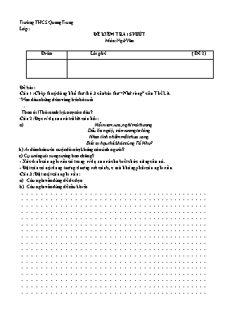 Đề kiểm tra 15 phút Ngữ văn Lớp 8 - Đề 2 - Trường THCS Quang Trung