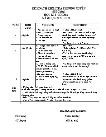 Đề kiểm tra thường xuyên Học kì 1 Ngữ văn Lớp 8 - Năm học 2020-2021