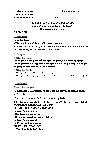 Giáo án Địa lí Lớp 7 theo CV5512 - Bài 13: Môi trường đới ôn hòa