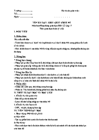 Giáo án Địa lí Lớp 7 theo CV5512 - Bài 35: Khái quát châu Mĩ