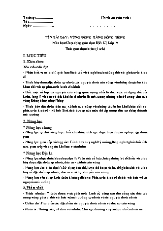 Giáo án Địa lí Lớp 9 theo CV5512 - Bài 20: Vùng đồng bằng sông Hồng