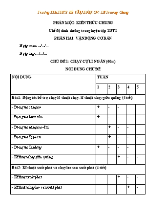 Giáo án Giáo dục thể chất Lớp 6 Sách Chân trời sáng tạo - Chương trình cả năm - Lê Trường Giang - Trường THCS Bế Văn Đàn