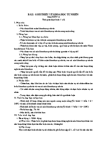 Giáo án Khoa học tự nhiên Lớp 6 Sách Chân trời sáng tạo - Mở đầu - Bài 1: Giới thiệu về khoa học tự nhiên