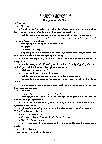 Giáo án Khoa học tự nhiên Lớp 6 Sách Kết nối tri thức với cuộc sống - Chương 7: Đa dạng thế giới sống - Bài 30: Nguyên sinh vật