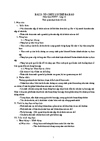 Giáo án Khoa học tự nhiên Lớp 6 Sách Kết nối tri thức với cuộc sống - Chương 6: Từ tế bào tới cơ thể - Bài 23: Tổ chức cơ thể đa bào