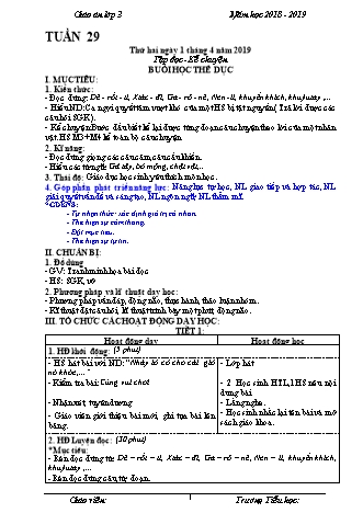 Giáo án phát triển năng lực Tổng hợp các môn Lớp 3 - Tuần 29 - Năm học 2018-2019
