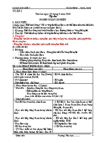 Giáo án phát triển năng lực Tổng hợp các môn Lớp 5 - Tuần 2 - Năm học 2018-2019