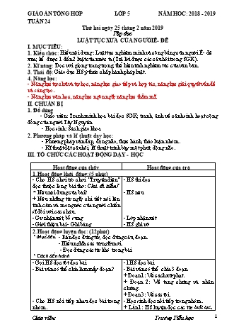 Giáo án phát triển năng lực Tổng hợp các môn Lớp 5 - Tuần 24 - Năm học 2018-2019