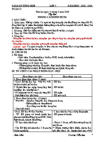 Giáo án phát triển năng lực Tổng hợp các môn Lớp 5 - Tuần 25 - Năm học 2018-2019