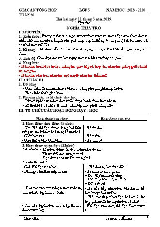 Giáo án phát triển năng lực Tổng hợp các môn Lớp 5 - Tuần 26 - Năm học 2018-2019