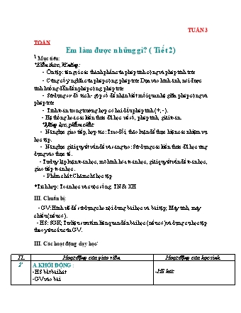 Giáo án Toán Lớp 2 Sách Chân trời sáng tạo - Tuần 3