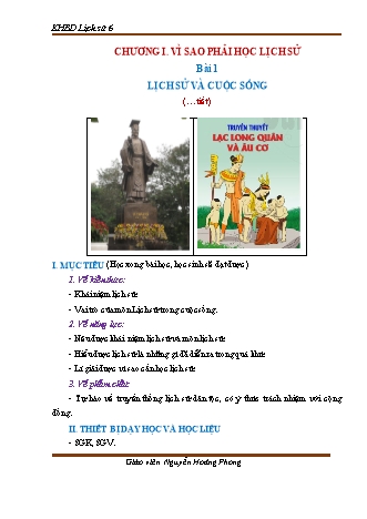 Kế hoạch bài dạy Lịch sử Lớp 6 Sách Cánh diều - Chương trình cả năm - Nguyễn Hoàng Phong