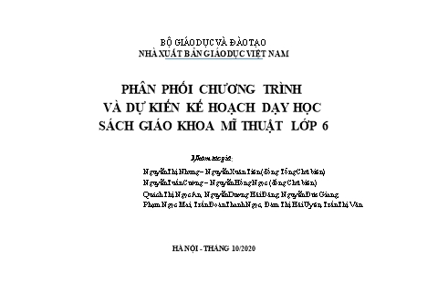 Phân phối chương trình Mĩ thuật Lớp 6 Sách Chân trời sáng tạo - Năm học 2020-2021