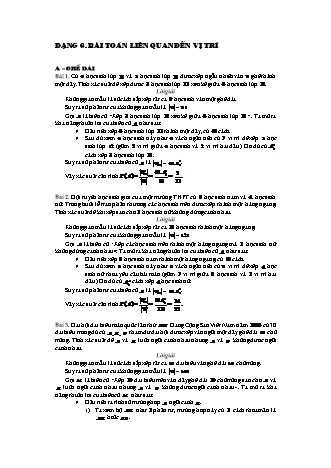 120 Bài toán xác suất - Dạng 6: Bài toán liên quan đến vị trí (Có lời giải)