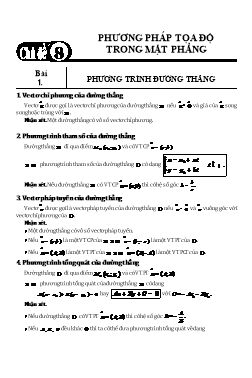 Bài tập Hình học Lớp 10 - Chủ đề 8: Phương pháp tọa độ trong mặt phẳng (Có lời giải)