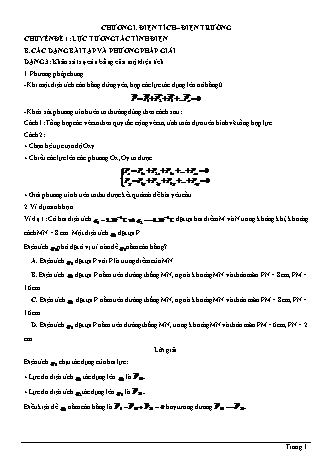 Bài tập Vật lí Lớp 11 - Chương 1: Điện tích. Điện trường - Chuyên đề 1: Lực tương tác tĩnh điện - Dạng 3: Khảo sát sự cân bằng của một điện tích (Có lời giải)