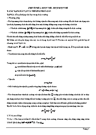 Bài tập Vật lí Lớp 11 - Chương 1: Điện tích. Điện trường - Chuyên đề 3: Điện thế. Hiệu điện thế - Dạng 3: Chuyển động của hạt trong điện trường (Có lời giải)