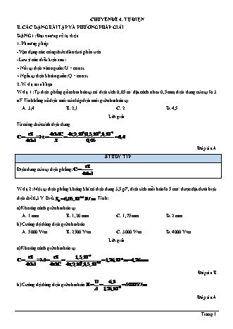 Bài tập Vật lí Lớp 11 - Chương 1: Điện tích. Điện trường - Chuyên đề 4: Tụ điện - Dạng 1: Đại cương về tụ điện (Có lời giải)