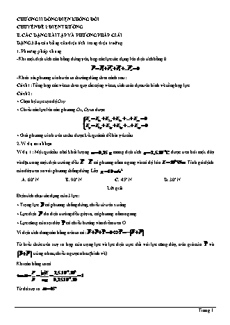Bài tập Vật lí Lớp 11 - Chương 2: Dòng điện không đổi - Chuyên đề 2: Điện trường - Dạng 3: Sự cân bằng của điện tích trong điện trường (Có lời giải)