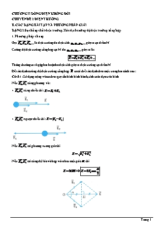 Bài tập Vật lí Lớp 11 - Chương 2: Dòng điện không đổi - Chuyên đề 2: Điện trường - Dạng 2: Các dạng bài tập và phương pháp giải (Có lời giải)