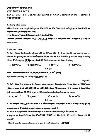 Bài tập Vật lí Lớp 11 - Chương 4: Từ trường - Chuyên đề 2: Lực từ - Dạng 3: Lực từ tác dụng lên khung dây mang dòng điện đặt trong từ trường đều (Có lời giải)