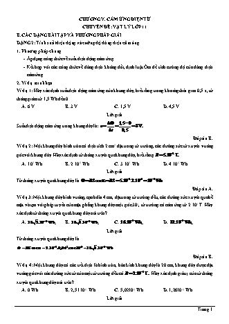 Bài tập Vật lí Lớp 11 - Chương 5: Cảm ứng điện từ - Dạng 2: Tính suất điện động và cường độ dòng điện cảm ứng (Có lời giải)