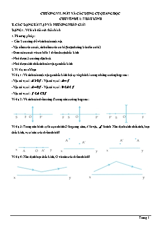 Bài tập Vật lí Lớp 11 - Chương 7: Mắt và các dụng cụ quang học - Chuyên đề 2: Thấu kính - Dạng 1: Vẽ hình đối với thấu kính