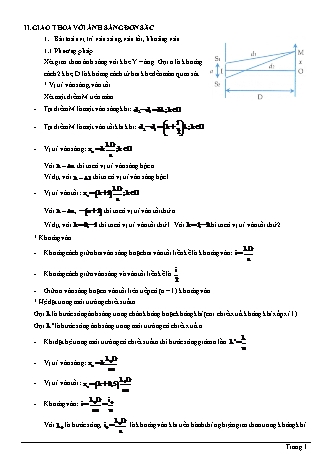 Bài tập Vật lí Lớp 12 - Chương 5: Sóng ánh sáng - Dạng 2: Bài toán vị trí vân sáng, vân tối, khoảng vân (Có lời giải)