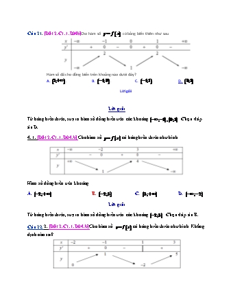 Câu hỏi trắc nghiệm đề minh họa THPT Quốc gia môn Toán - Câu 21-40 - Năm học 2020 (Có đáp án)