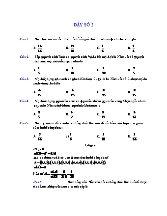 Câu hỏi trắc nghiệm Giải tích Lớp 11 - Chương 2: Tổ hợp. Xác suất (Phần 3)