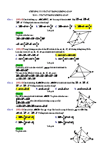 Câu hỏi trắc nghiệm Hình học Lớp 11 - Chương 3: Vectơ trong không gian (Có lời giải)