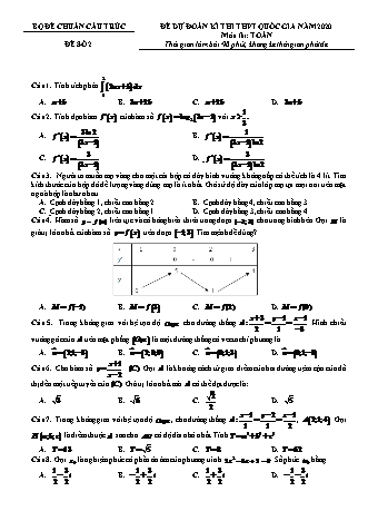 Đề dự đoán kì thi THPT Quốc gia môn Toán - Đề số 2 - Năm học 2020 (Có lời giải)
