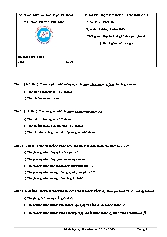 Đề kiểm tra Học kì 2 môn Toán Lớp 10 - Năm học 2018-2019 - Trường THPT Minh Đức (Kèm đáp án và thang điểm)