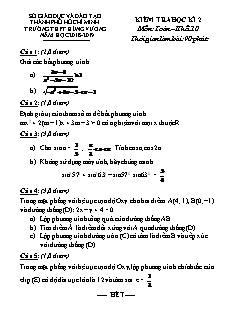 Đề kiểm tra Học kì 2 môn Toán Lớp 10 - Năm học 2018-2019 - Trường THPT Hùng Vương