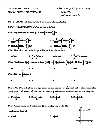 Đề kiểm tra Học kì 2 môn Toán Lớp 11 - Năm học 2018-2019 - Trường THPT Việt Anh (Kèm đáp án và thang điểm)