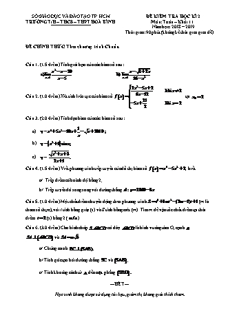 Đề kiểm tra Học kì 2 môn Toán Lớp 11 - Năm học 2018-2019 - Trường THPT Hòa Bình (Kèm đáp án và thang điểm)