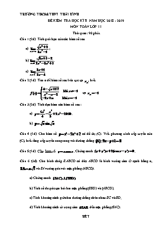 Đề kiểm tra Học kì 2 môn Toán Lớp 11 - Năm học 2018-2019 - Trường THPT Thái Bình