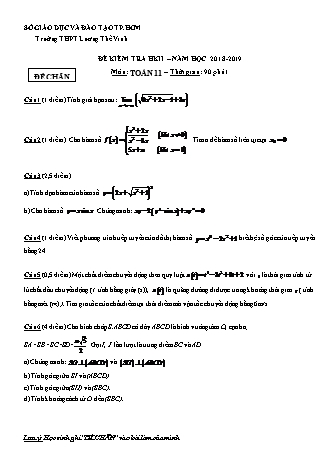 Đề kiểm tra Học kì 2 môn Toán Lớp 11 - Năm học 2018-2019 - Trường THPT Lương Thế Vinh (Kèm đáp án và thang điểm)