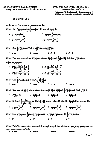 Đề kiểm tra Học kì 2 môn Toán Lớp 12 - Mã đề: 120 - Năm học 2018-2019 - Trường THPT Nguyễn Bỉnh Khiêm (Kèm đáp án và thang điểm)