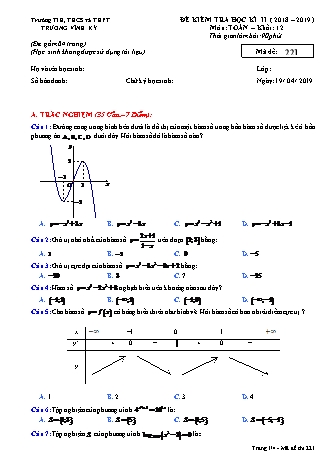 Đề kiểm tra Học kì 2 môn Toán Lớp 12 - Mã đề: 221 - Năm học 2018-2019 - Trường THPT Vĩnh Ký (Kèm đáp án và thang điểm)
