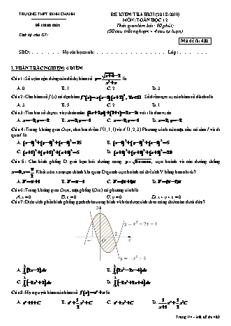 Đề kiểm tra Học kì 2 môn Toán Lớp 12 - Mã đề: 480 - Năm học 2018-2019 - Trường THPT Bình Chánh