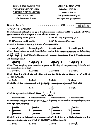 Đề kiểm tra Học kì 2 môn Toán Lớp 12 - Năm học 2018-2019 - Trường THPT Bình Tân