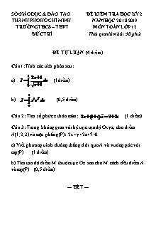 Đề kiểm tra Học kì 2 môn Toán Lớp 12 - Năm học 2018-2019 - Trường THPT Đức Trí